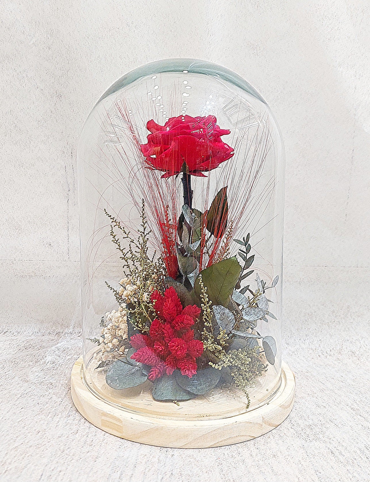 CÚPULA CON ROSA PRESERVADA GRANDE