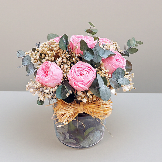 RAMO DE 6 ROSAS DE JARDÍN PRESERVADAS