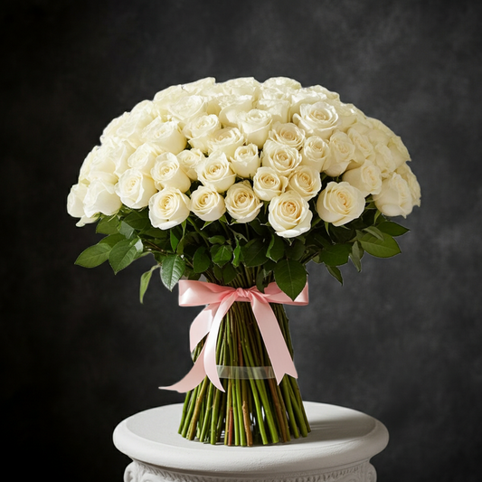 RAMO DE ROSAS BLANCAS PREMIUM (  6 - 100 Uds.)