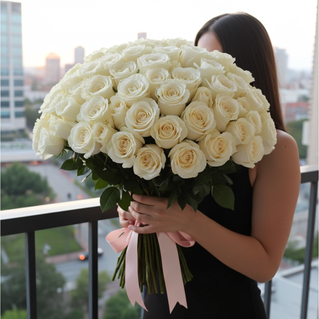 RAMO DE ROSAS BLANCAS PREMIUM (  6 - 100 Uds.)