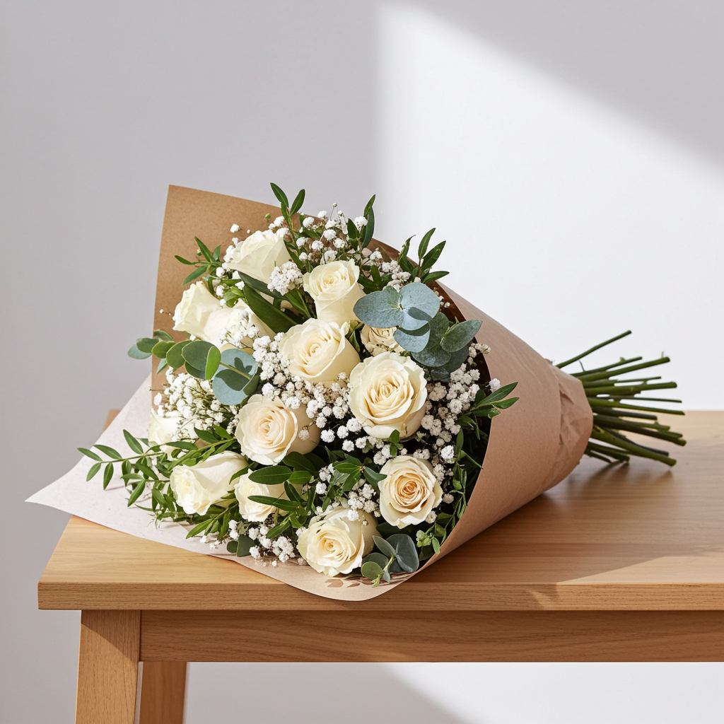 RAMO DE ROSAS BLANCAS PREMIUM (  6 - 100 Uds.)